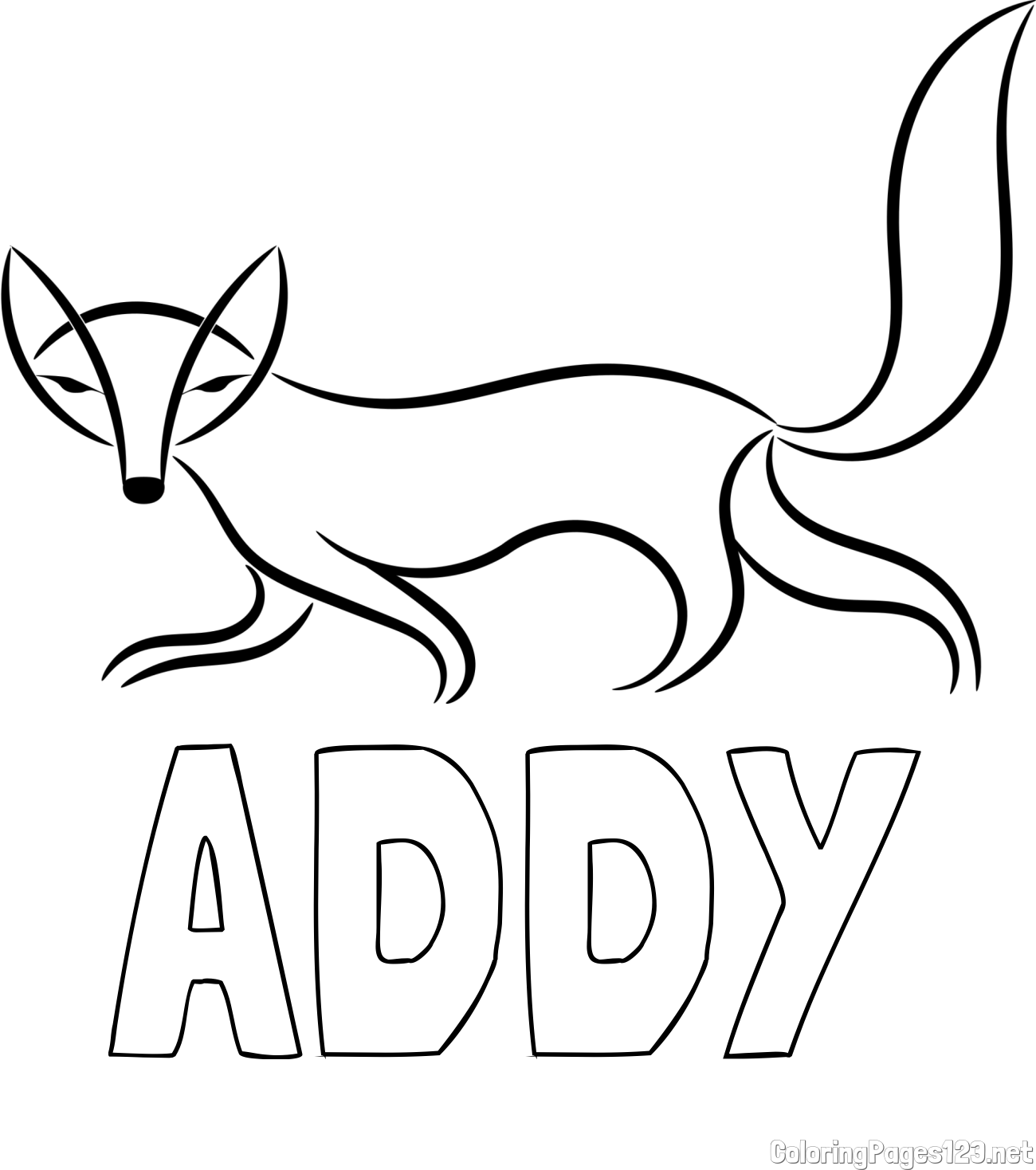 ADDY Coloring Page and Artistically Depicted Fox Coloring Page