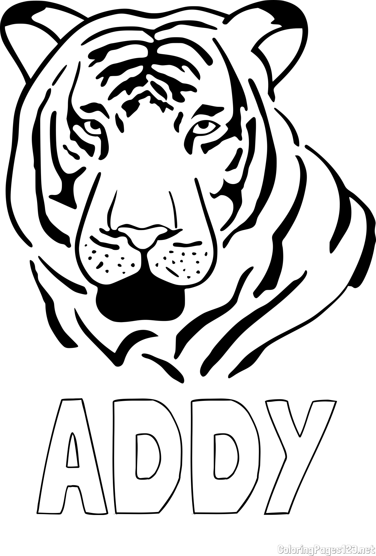 ADDY Coloring Page and Tiger Head Coloring Page