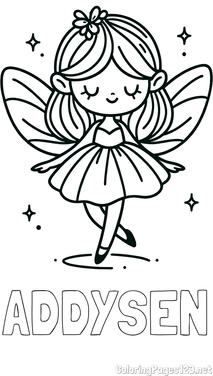 ADDYSEN Coloring Page and Simple Coloring Page of a Magical Fairy
