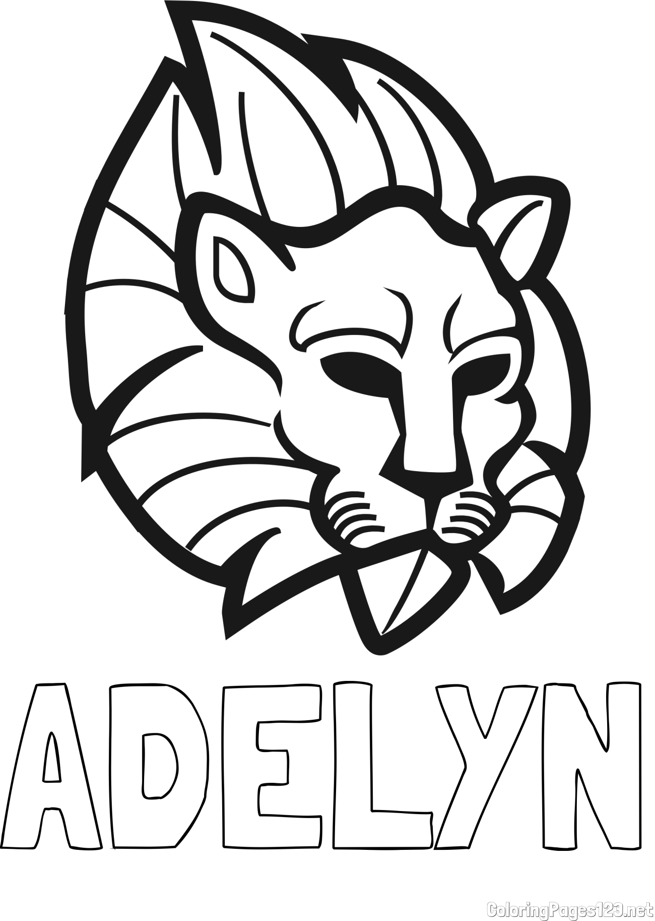 ADELYN Coloring Page and Abstract Lion Face Coloring Page