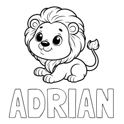 ADRIAN Coloring Page alongside Playful Baby Lion Coloring Page