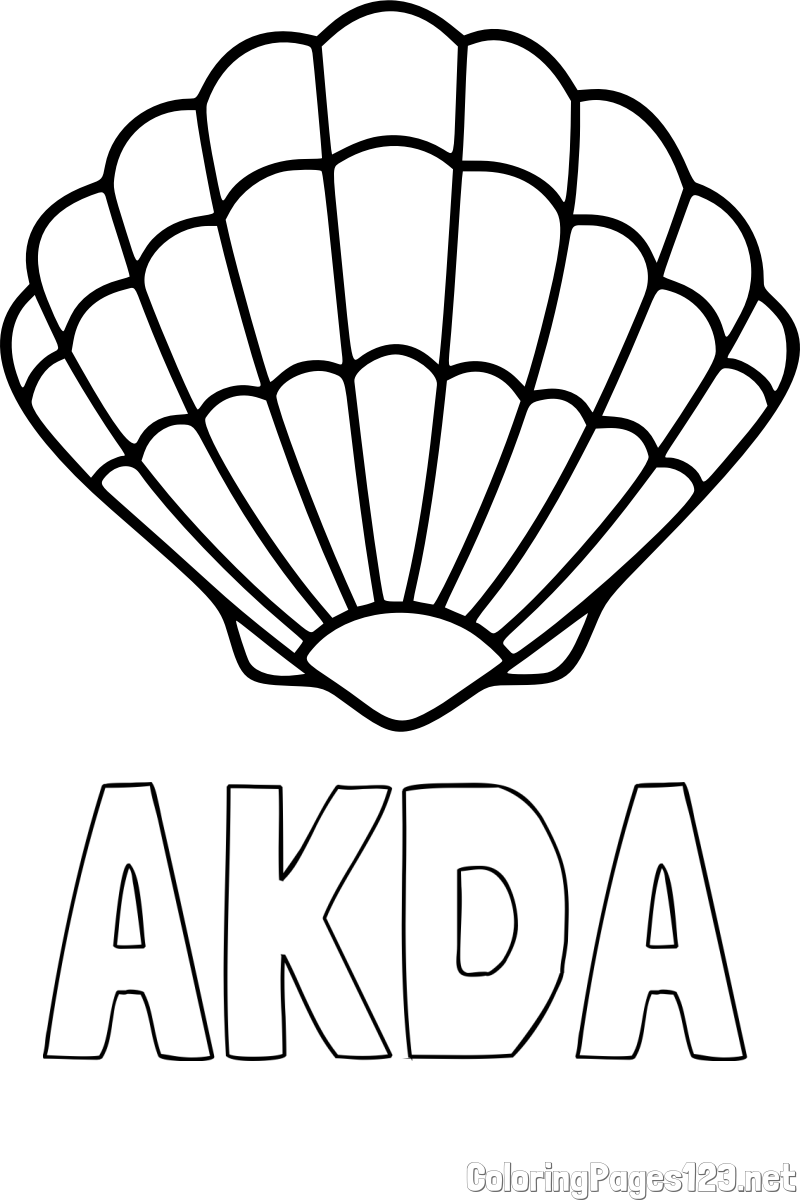 AKDA Coloring Page and Easy Seashell Coloring Page