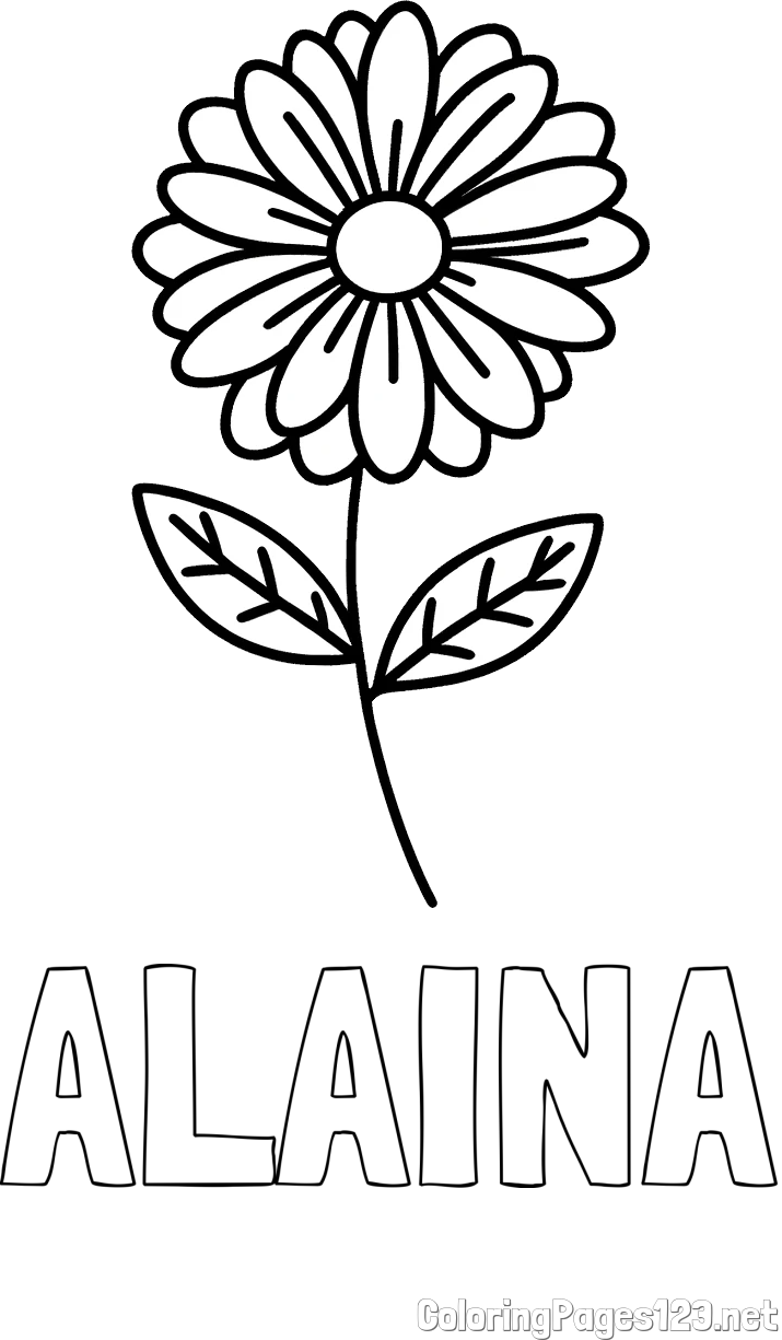ALAINA Coloring Page and Flower Coloring Page