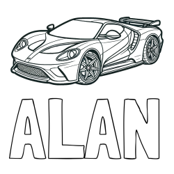 Online Created Coloring Page - ALAN Coloring Page and Coloring Page of a Fast Sport's Car