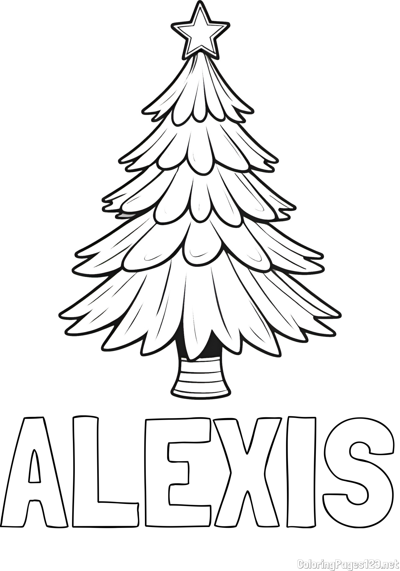 ALEXIS Coloring Page and Christmas Tree with Star Coloring Page