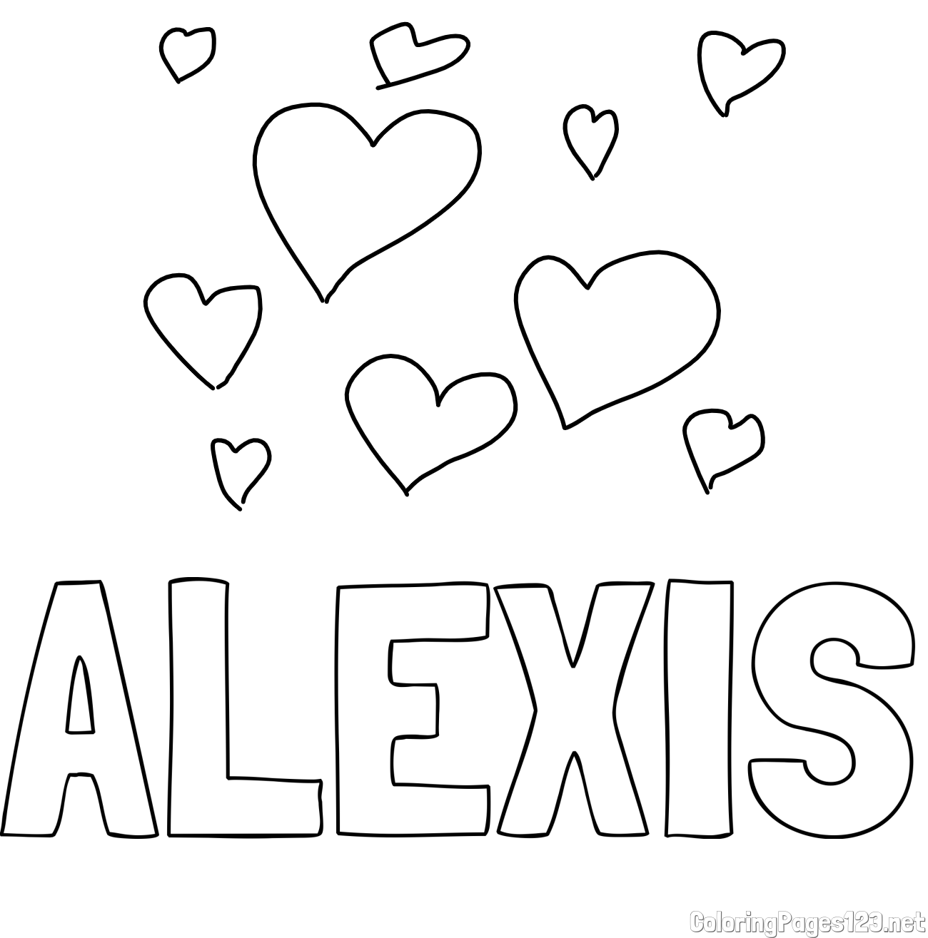 ALEXIS Coloring Page and Coloring page of hearts 😍