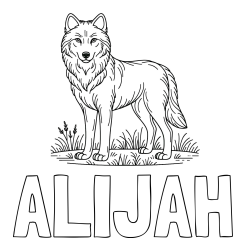Online Created Coloring Page - ALIJAH Coloring Page and Wolf Coloring Page