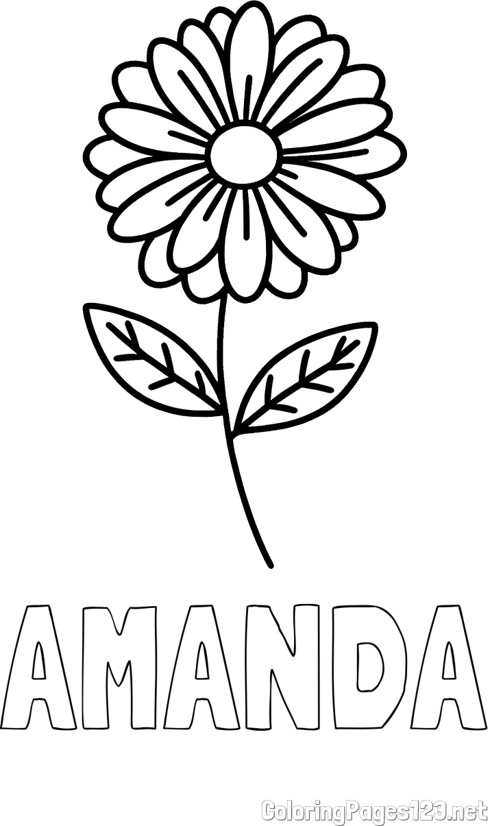 AMANDA Coloring Page and Flower Coloring Page