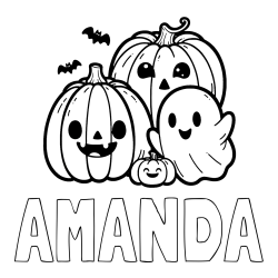 Online Created Coloring Page - AMANDA Coloring Page and Halloween Pumpkin and Ghost Coloring Page