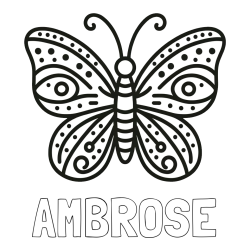 Online Created Coloring Page - AMBROSE Coloring Page and Butterfly Coloring Page (Simple)