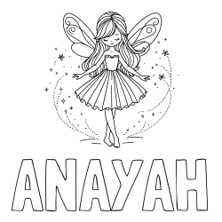Online Created Coloring Page - ANAYAH Coloring Page and Coloring Page of a Cute Magical Fairy