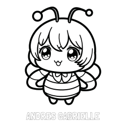 Online Created Coloring Page - ANDRES GABRIELLE Coloring Page and Anime-Style Bee Coloring Page