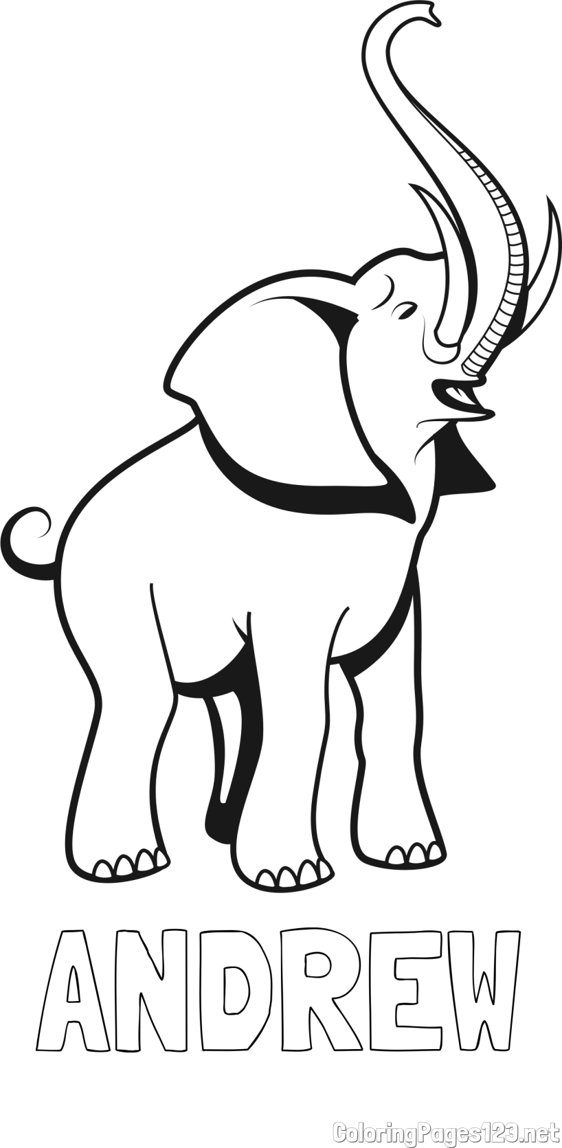 ANDREW Coloring Page and Playful Elephant Coloring Page