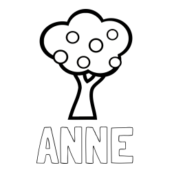 Online Created Coloring Page - ANNE Coloring Page and Apple Tree Coloring Page