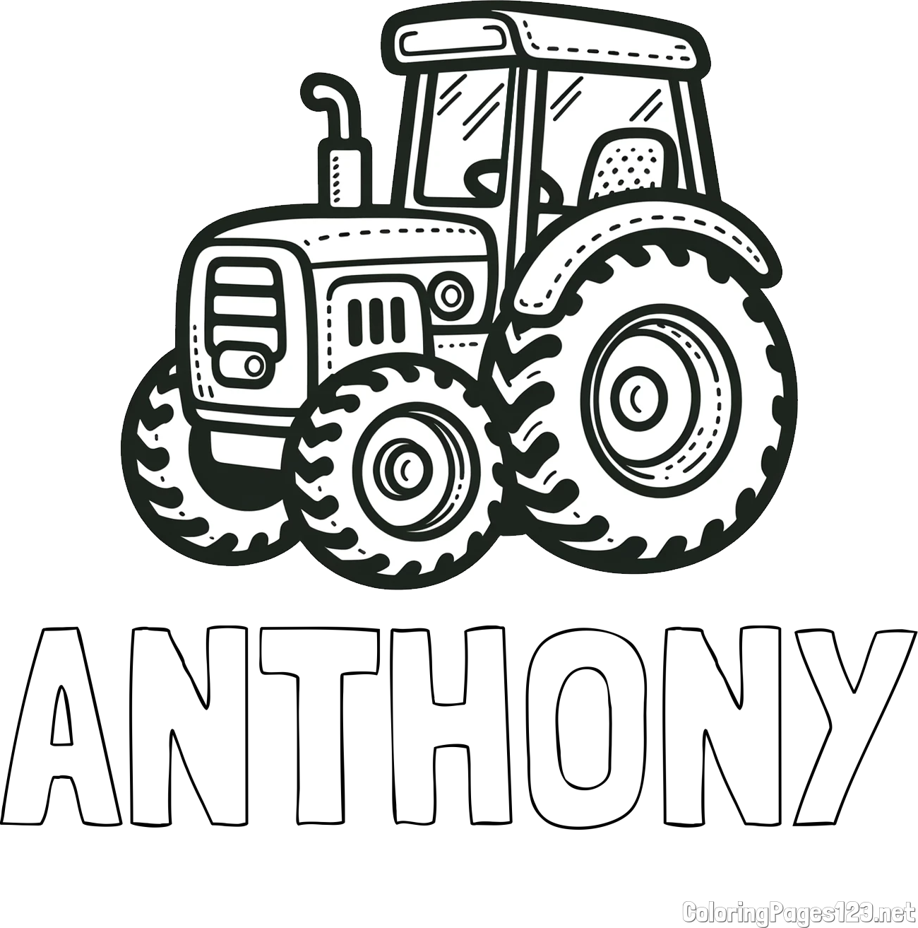 ANTHONY Coloring Page and Beautiful Tractor Coloring Page