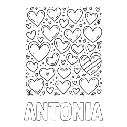 Online Created Coloring Page - ANTONIA Coloring Page and Children's Coloring Page of Many Hearts