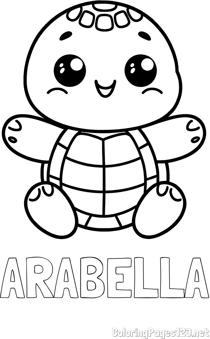 ARABELLA Coloring Page alongside Easy Coloring Page of Turtle
