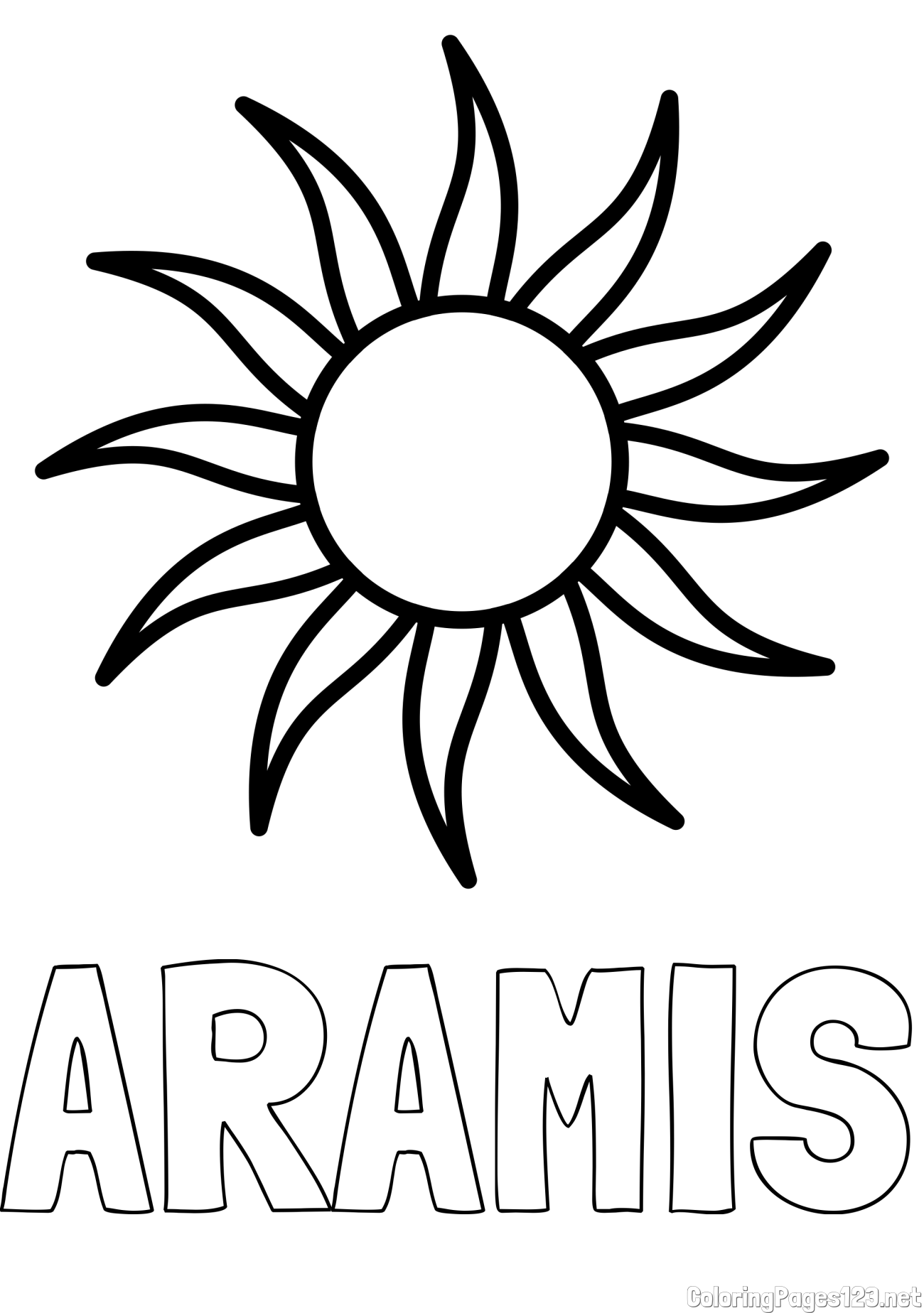 ARAMIS Coloring Page and Simple Sun Coloring Page for Kids
