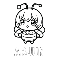 Online Created Coloring Page - ARJUN Coloring Page and Anime-Style Bee Coloring Page