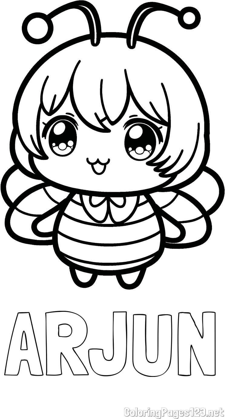ARJUN Coloring Page and Anime-Style Bee Coloring Page