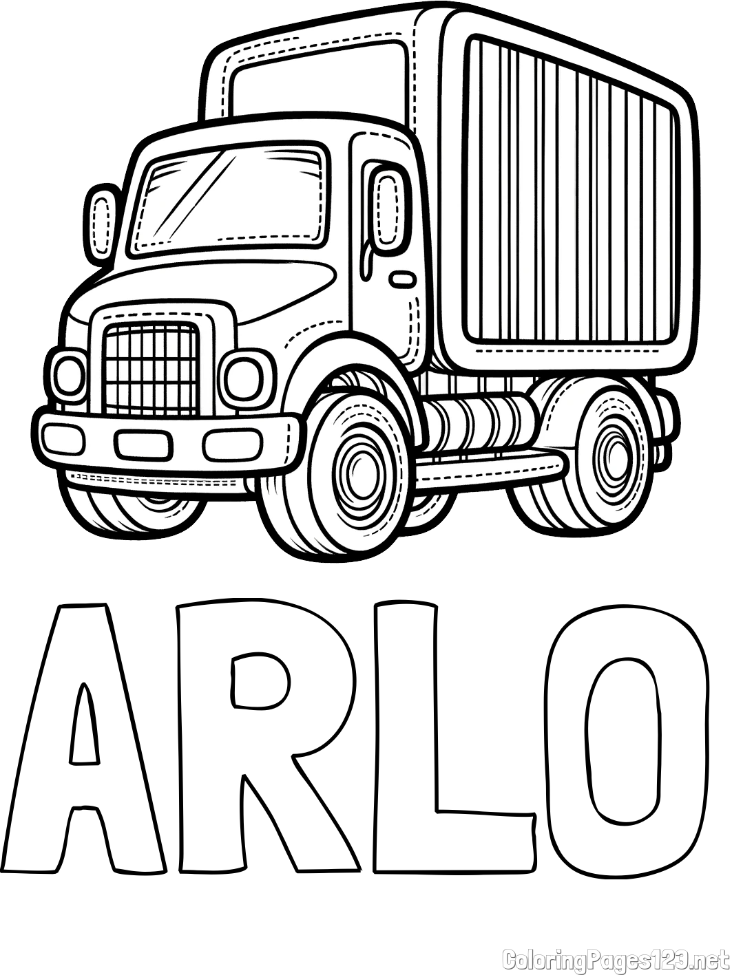 ARLO Coloring Page and Large Truck Coloring Page