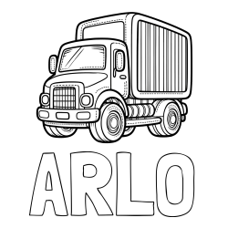 Online Created Coloring Page - ARLO Coloring Page and Large Truck Coloring Page