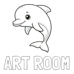 Online Created Coloring Page - ART ROOM Coloring Page and Children's Coloring Book of a Cute Dolphin