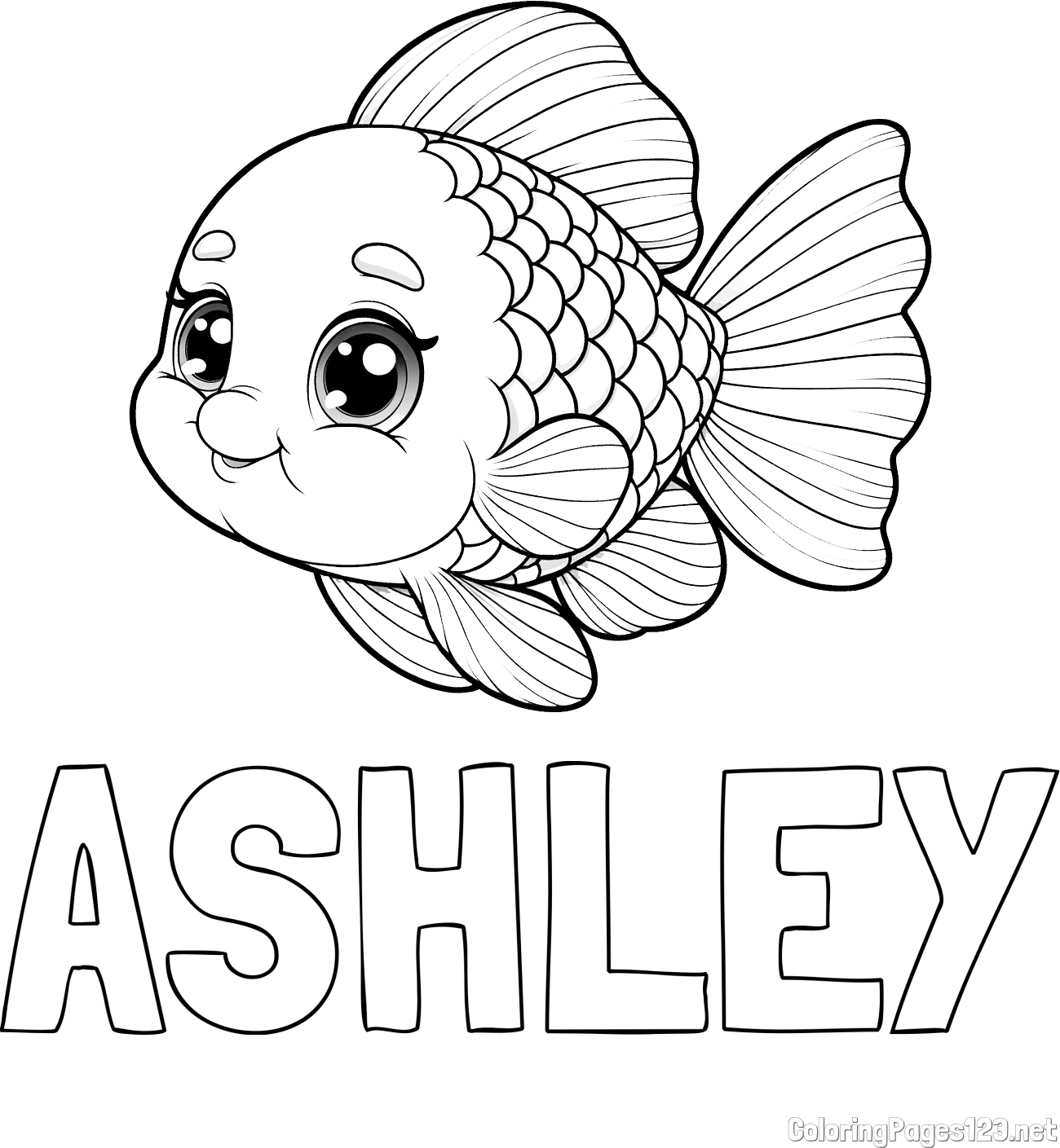 ASHLEY Coloring Page and Coloring Page of a Tropical Fish
