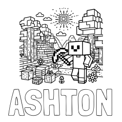 Online Created Coloring Page - ASHTON Coloring Page and Minecraft World Coloring Page