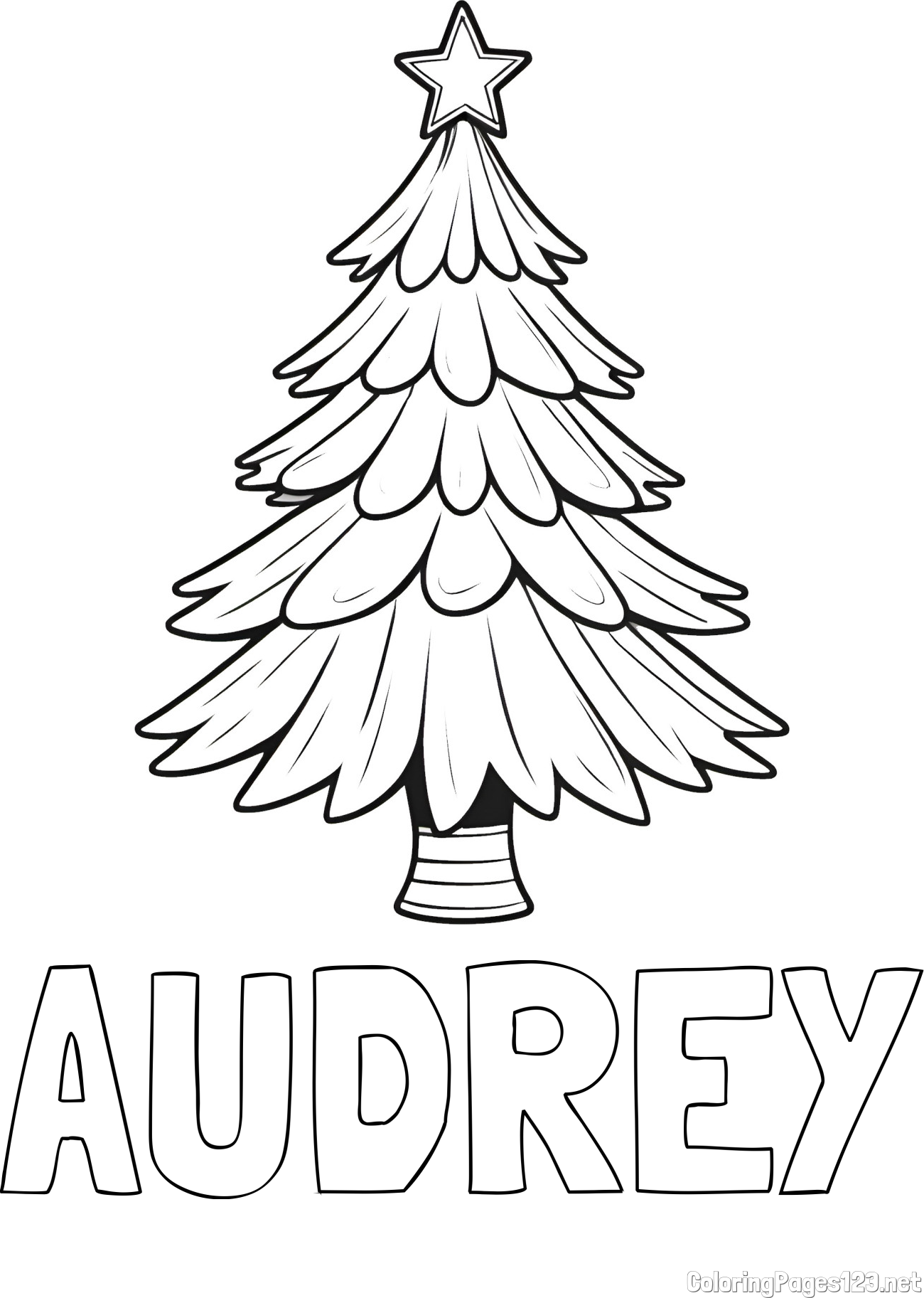 AUDREY Coloring Page and Christmas Tree with Star Coloring Page