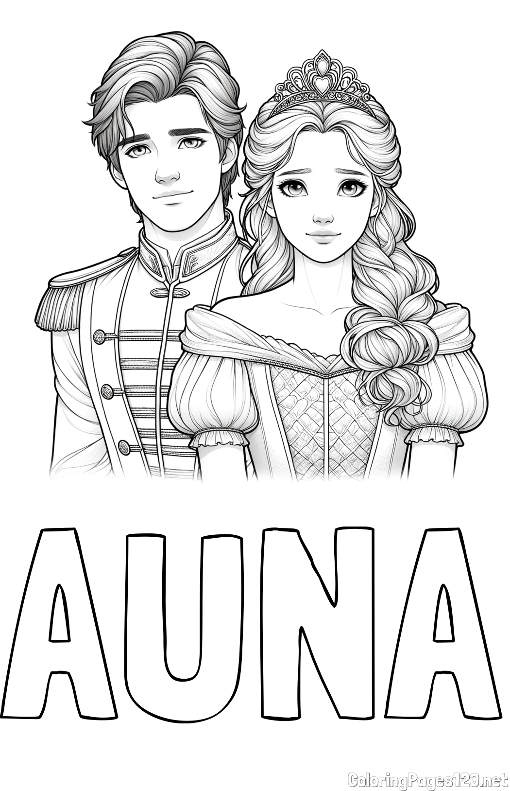 AUNA Coloring Page and Coloring Page of a Prince and Princess
