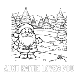 Online Created Coloring Page - AUNT KAITIE LOVES YOU Coloring Page and Coloring Page of a Cheerful Santa Claus