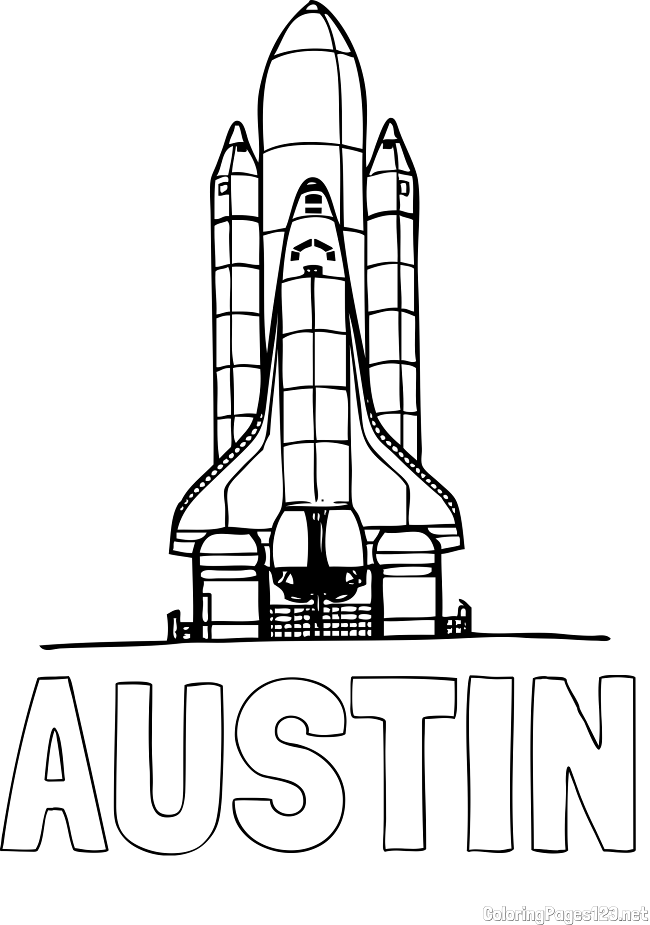 AUSTIN Coloring Page and Space Shuttle Coloring Page