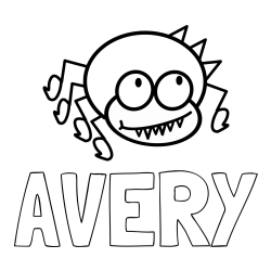 Online Created Coloring Page - AVERY Coloring Page alongside Cute Spider Coloring Page for Kids