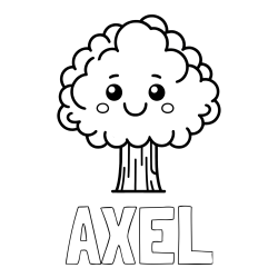 AXEL Coloring Page alongside Cute Smiling Tree Coloring Page