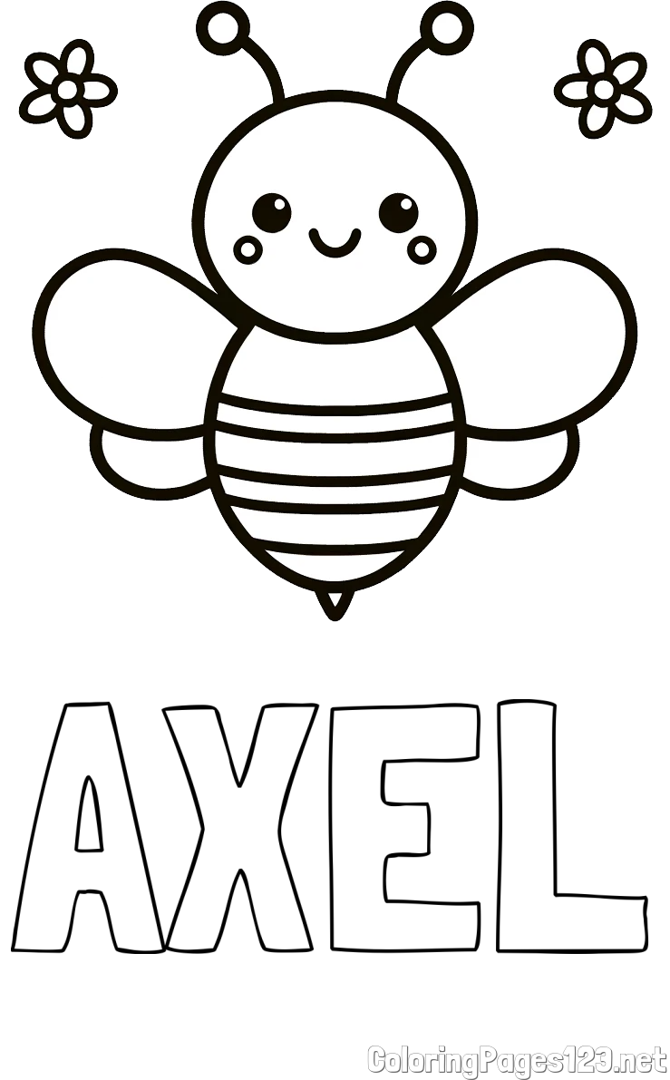 AXEL Coloring Page and Children's Bee Coloring Page