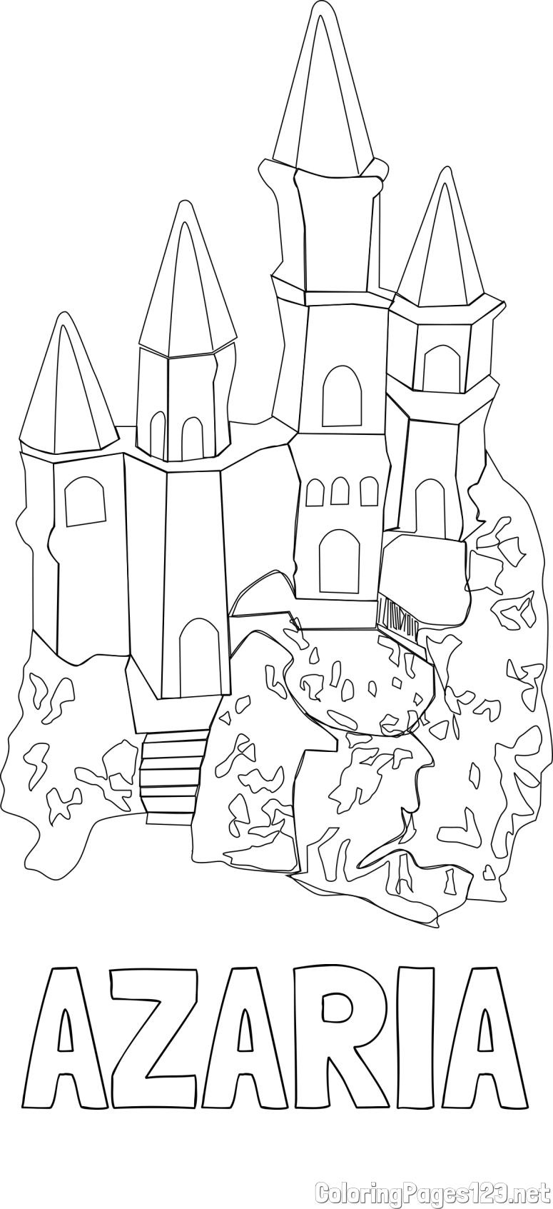 AZARIA Coloring Page and Abstract Castle Coloring Page - Simple Yet Detailed