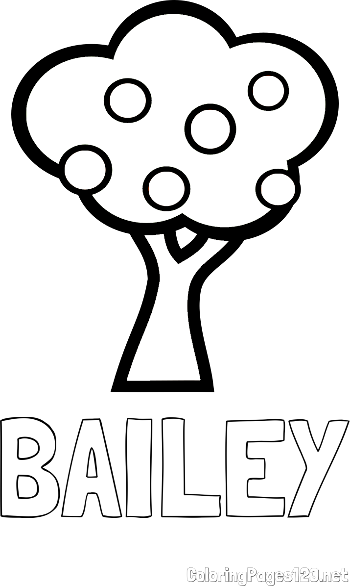 BAILEY Coloring Page and Apple Tree Coloring Page