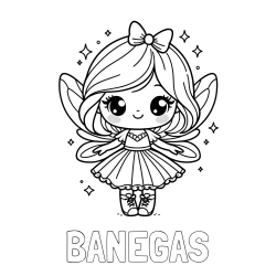 Online Created Coloring Page - BANEGAS Coloring Page and Coloring Page of a Magical Fairy with a Cute Face