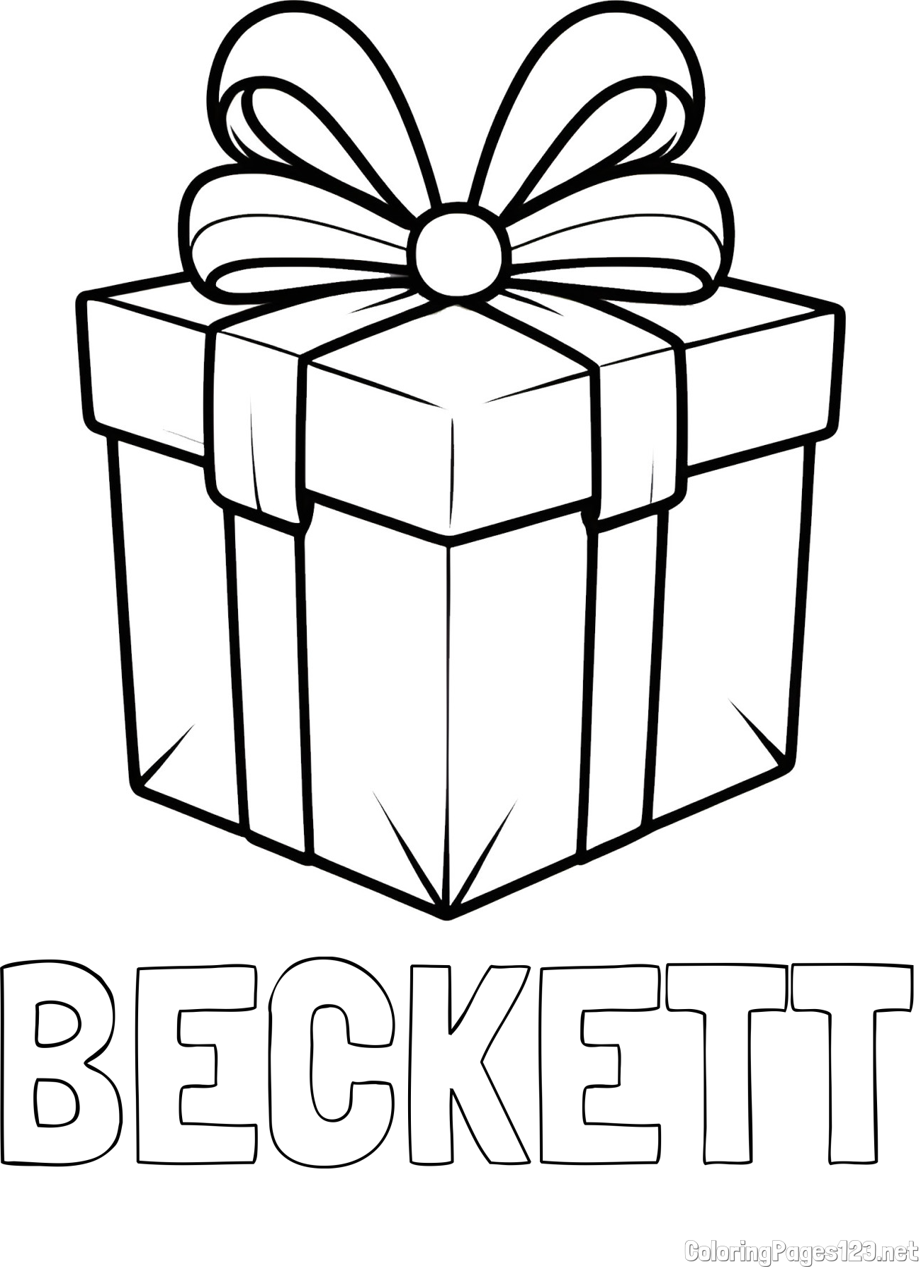 BECKETT Coloring Page and Gift Box with Ribbon Coloring Page