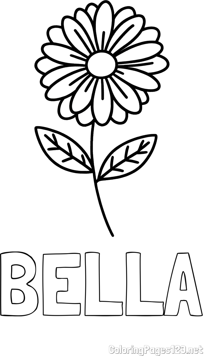 BELLA Coloring Page and Flower Coloring Page