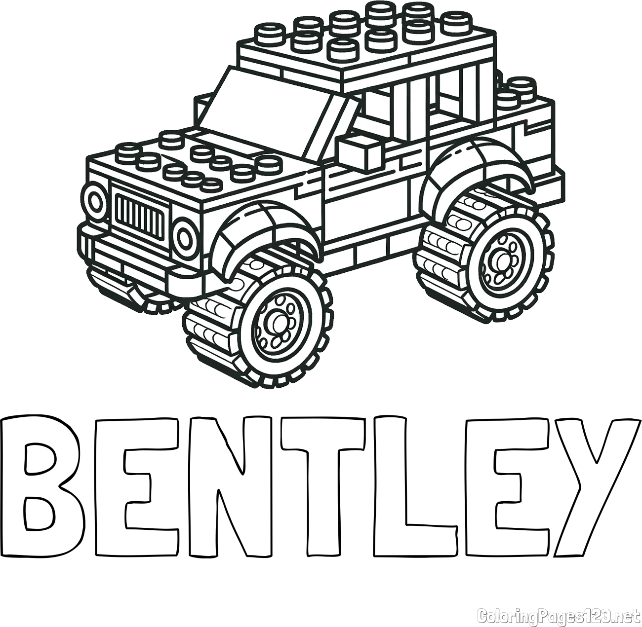 BENTLEY Coloring Page and LEGO Jeep Coloring Page