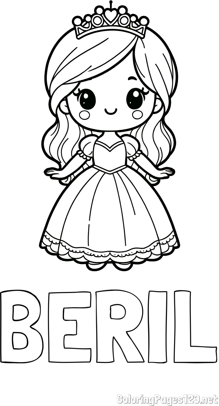 BERIL Coloring Page and Coloring Page of a Cute Princess