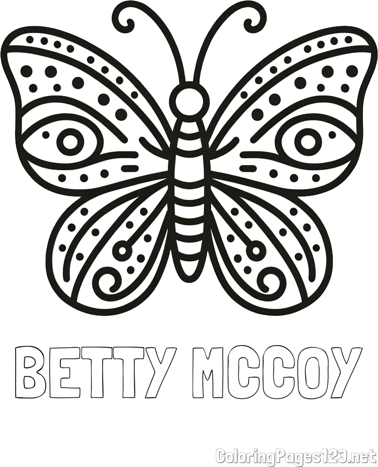 BETTY MCCOY Coloring Page and Butterfly Coloring Page (Simple)