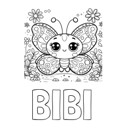 Online Created Coloring Page - BIBI Coloring Page and Cute Butterfly Coloring Page