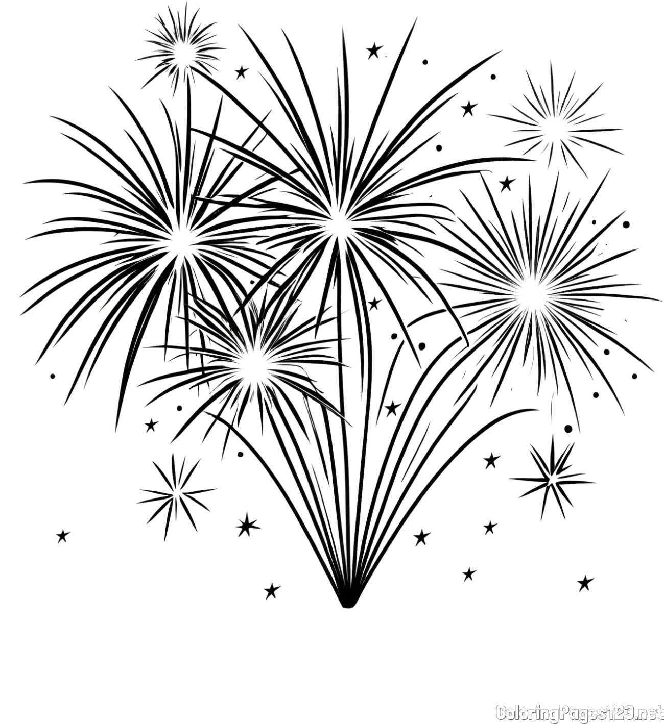 Big Fireworks Coloring Page