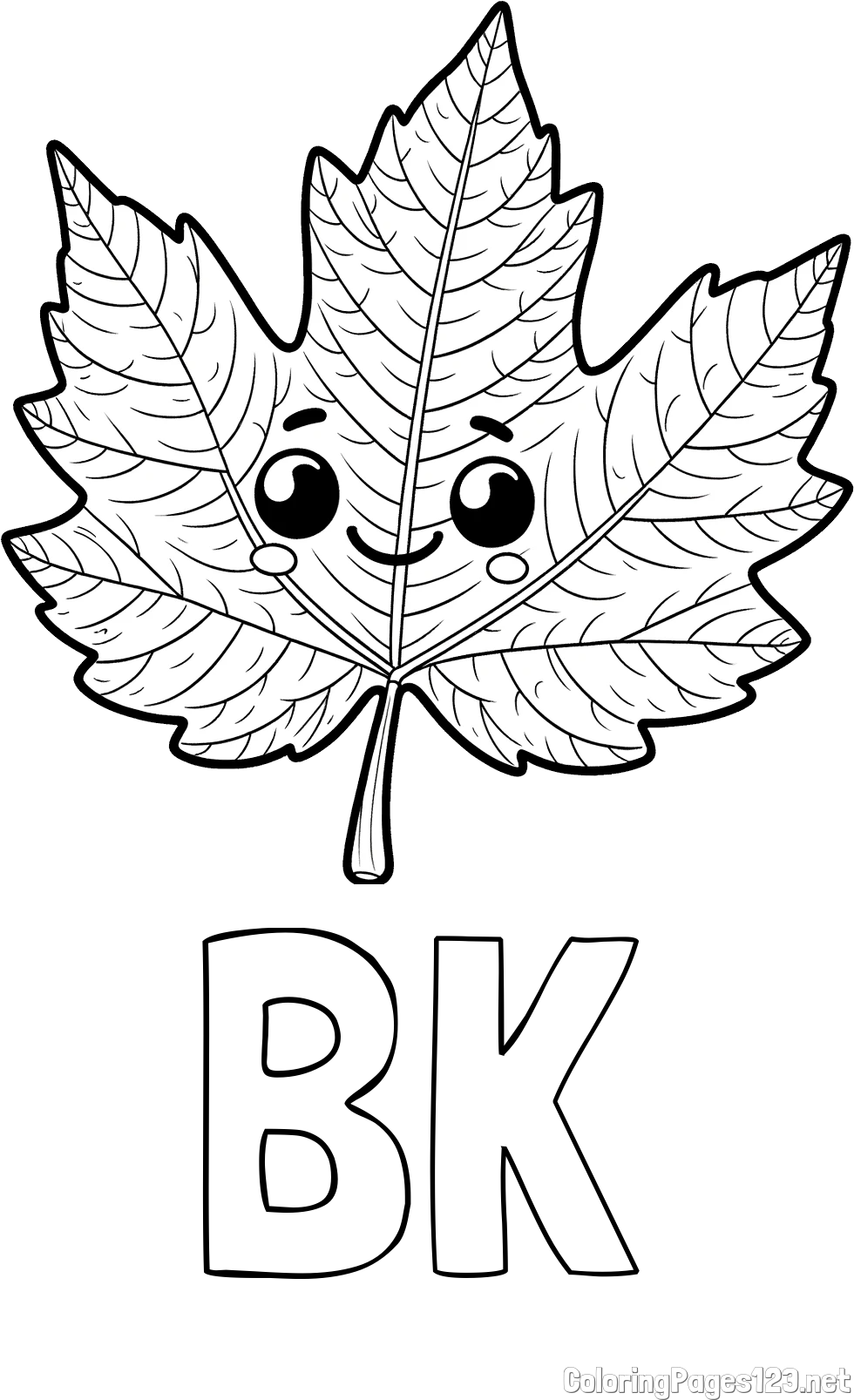 BK Coloring Page and Smiling Leaf Coloring Page for Kids