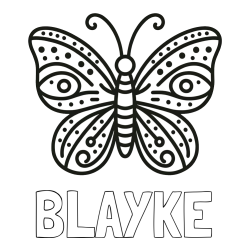 Online Created Coloring Page - BLAYKE Coloring Page and Butterfly Coloring Page (Simple)