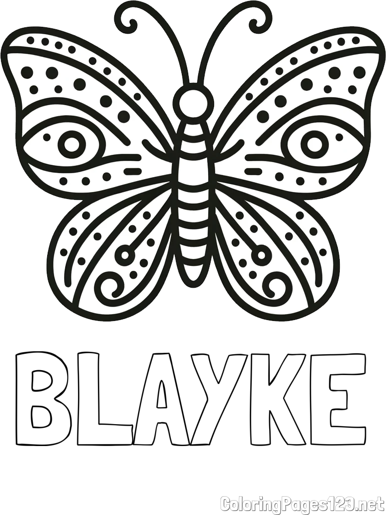 BLAYKE Coloring Page and Butterfly Coloring Page (Simple)