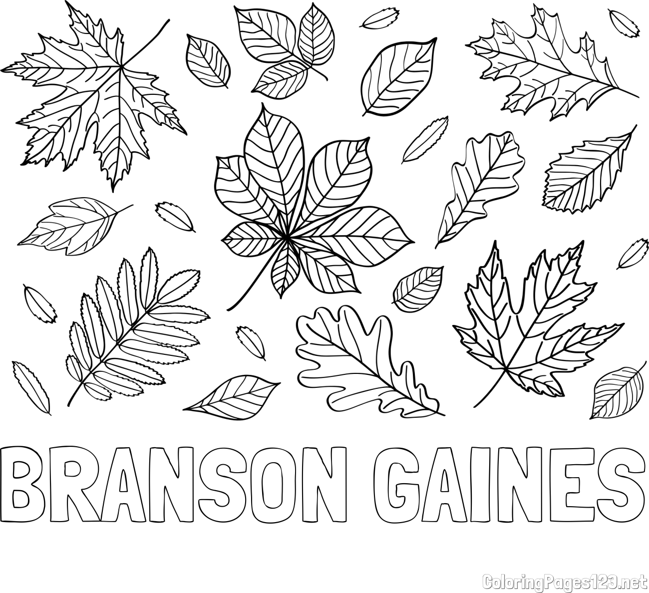 BRANSON GAINES Coloring Page and Autumn Leaves Coloring Page